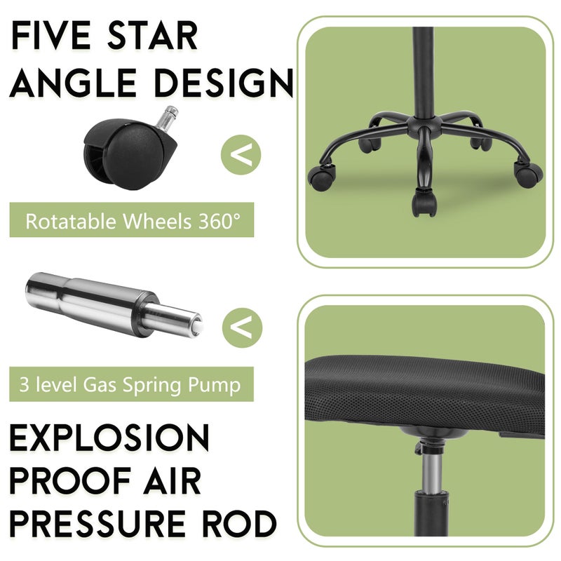 BestOffice Ergonomic Office Chair Desk Chair Mesh Computer Chair Armless Back Support Modern Executive Rolling Swivel Chair with Lumbar Supportï¼ˆBlackï¼‰ - Image 4
